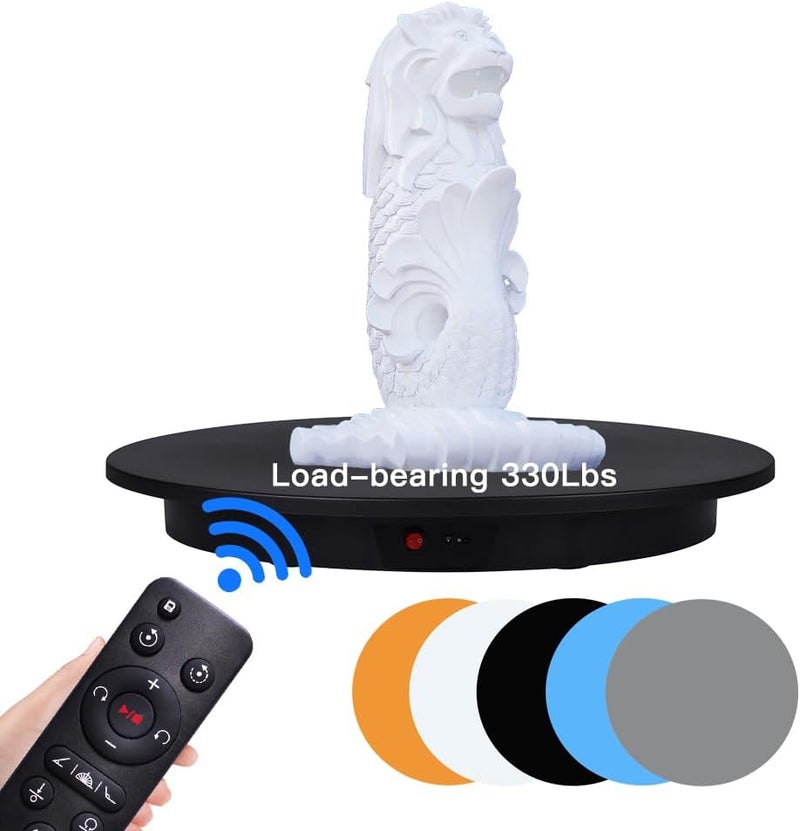 JAYEGT Motorized Rotating Display Stand, 350Lbs Load，360 Degree Electric Rotating Potography Turntable for Products Display，Live Show， Remote Control +5 Colors Backgrounds (Black/16.5inch /Wired) - Image 2